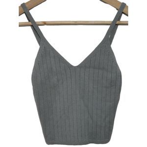 Womens Abercrombie & Fitch Blue Gray Ribbed Knit Crop Top Tank Top Shirt Size XS